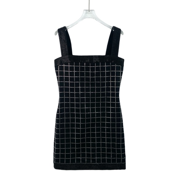 Balmain Elegant Black Grid Pattern Dress - Picture 1 of 6